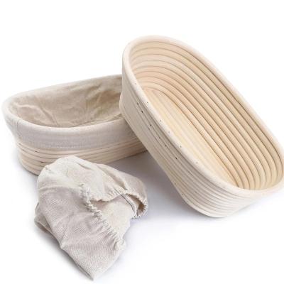 China Worister viable wholesale 25cm/10 inch baking cloth rattan can bread best round brotform basket kit heavy duty set of 2 for sale