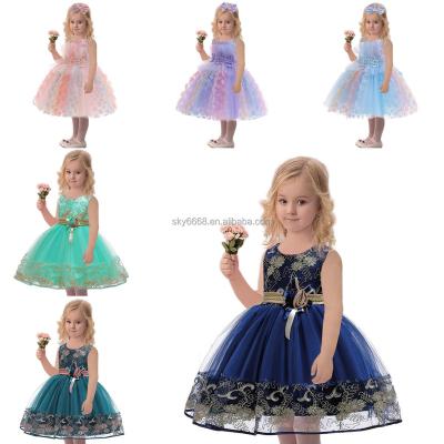 China High Quality Anti-wrinkle Children's Clothing 100% Pure Cotton Girl's Dress Hand Drawn Pleated Floral Embroidered Dress for sale