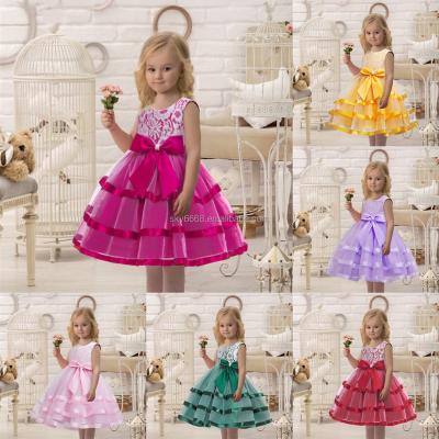 China Anti-wrinkle 2023 new summer European and American children's lace up girls' pure cotton dress for sale