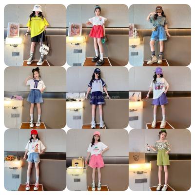 China Other Girls T-shirt Big Kids Clothing Girls Summer Short Sleeve T-shirt Cotton Half Sleeve Tops Set for sale