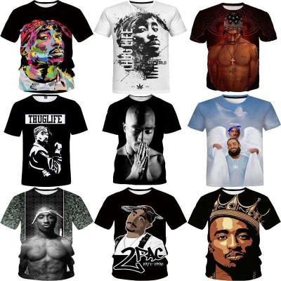 China 2023 anti-shrink new rap singer high quality 3D printing T-shirt plus size men's short sleeve factory wholesale for sale