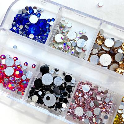 China Decorate Nail MILAN 12 grid Glass Crystal Stone Nail Rhinestones Diamond Box Charms Nail Art Stickers Wholesale Accessories Nail Decoracion for sale