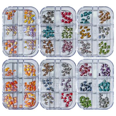 China Decorate Nail MILAN Multi Shape Glass Crystal Stone Nail Art Design Accessories Decoracion Wholesale Luxury Nail Charm Diamond Rhinestones Box for sale