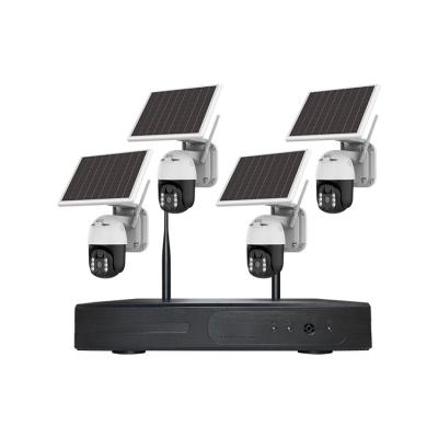 China 1296P 3MP Wireless WiFi Solar Surveillance Cctv System PTZ Outdoor Solar Security Camera Set Nvr Kit for sale