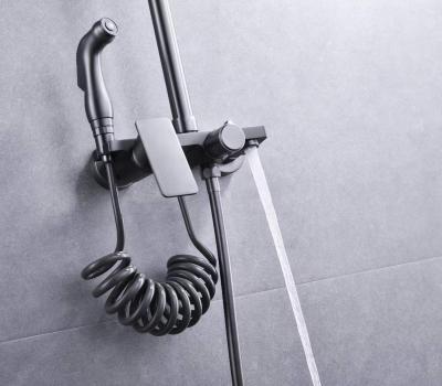 China Sliding Bar CBM Gun Gray Color Shower Set For Bathroom With Brass Color Sanitary Modern Design Spray Gun Ware Body for sale