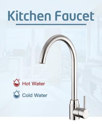 China Metered Faucets 304 Stainless Steel Kitchen Faucet Single Lever Handle Brushed Finish Hot And Cold Water Mixer Deck Mounted Factory for sale