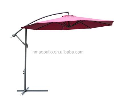 China Outsunny Modern 10' Steel Hanging Offset Patio Umbrella With Stand Wine Red for sale