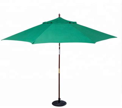 China 11' Modern Wood Patio Umbrella with Green Canopy, Commercial Grade for sale