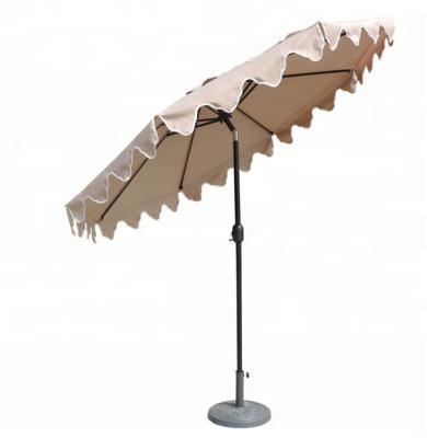 China Modern Patio Market Scalloped Umbrella, Tan, 9' for sale