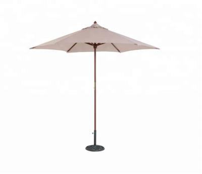 China 9ft Modern Wood Market Umbrella With Beige Polyester Cover for sale