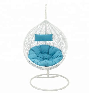 China Large modern outdoor rattan egg chair, blue and white for sale