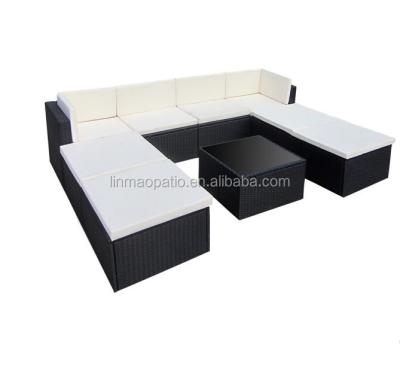 China Poly Modern Black Outdoor Rattan Lounge Set for sale