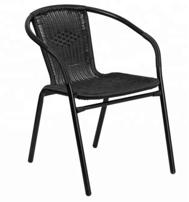 China Modern Rattan Indoor / Outdoor Stacking Chair Black for sale