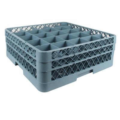 China Kitchen 25-Compartment Full Size Commercial Dishwasher Rack Dishwasher Basket Plastic Dishwasher Trayred Wine Glass Rack for sale