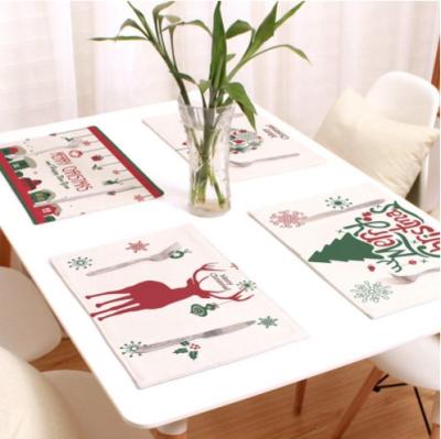 China Custom Printed Organic Hypoallergenic Deer Canvas Letter Easter Cotton Christmas Heat Insulation Tea Towel For Home Decoration for sale