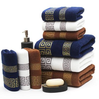 China Home Wholesale Custom Logo Cotton Solid Color Luxury 100% Bath Towel Set For Hotel Gift Home Bathroom Toilet for sale