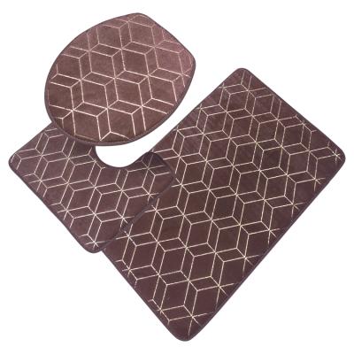 China Washable Modern Classic 3pcs/set Soft Comfortable PV Velvet Tanning Cover Bathroom Mats for sale