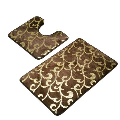 China Washable Modern Classic 2pcs/set Soft Comfortable PV Velvet Tanning Cover Bathroom Mats for sale