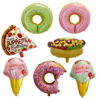 China Other New Designs Fruit Ice Cream Donut Burger Pizza Shape Helium Foil Balloon For Party Decoration for sale