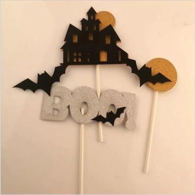 China Amazing Acrylic Cake Topper Castle Bat Decoration Halloween Dessert Table Cake Topper from BOO Combination Acrylic for sale