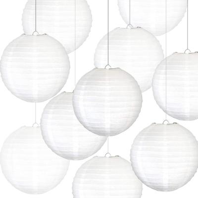 China 8 inch white paper paper lanterns (10 pack) - great Chinese/Japanese home, party and wedding decorations for sale