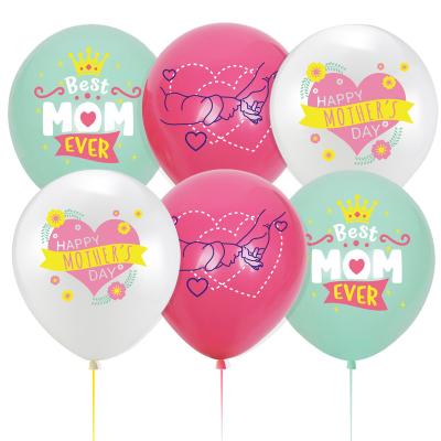 China 12 Inch Latex Mothers Day Theme Party Best Mom Happy Mothers Day Latex Printing Balloon Wholesale for sale