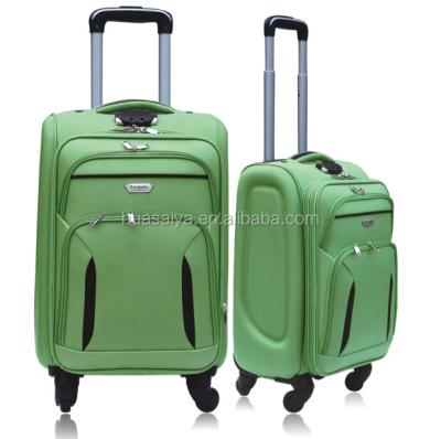 China EVA Made In China 4 universal wheels Green Hot Model 3 Piece Soft Luggage for sale