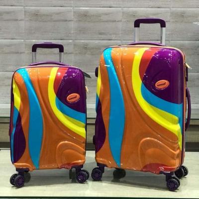 China PC High Quality ABS/PC Case Hard  Colourful Travel Trolley Bags Travel suitcase sets abs printing luggage for sale