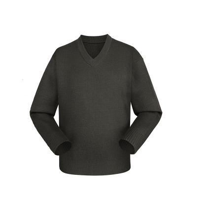 China Custom Made Military V-Neck Pullover Polyester Wool Sweater Anti-Shrink Sweater for sale