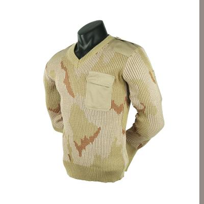 China Custom Made Military V-Neck Pullover Polyester Wool Sweater Anti-Shrink Sweater for sale