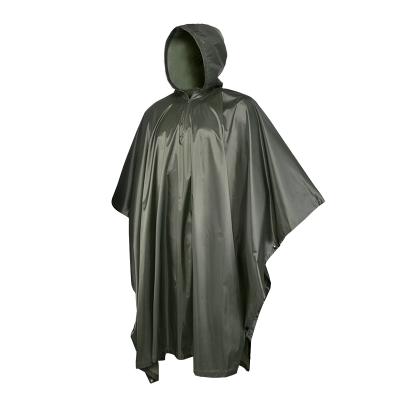 China Wholesale Durable Lightweight Raincoat Army Green PVC Rain Coat Tactical Military Poncho for sale