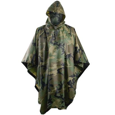 China Army Resistant Desert Waterproof Bachelorette Raincoat Camo Rain Poncho Rain Poncho Polyester Military Camouflage for sale