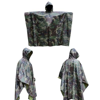 China Durable Nylon Material PVC Coating Military Raincoat Ponchos With Hoodies for sale