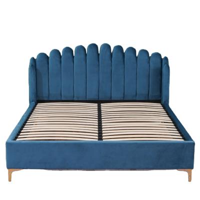 China Hot sales tufted--4 ft. 6 queen king double queen velvet fabric bed cheap factory price for sale