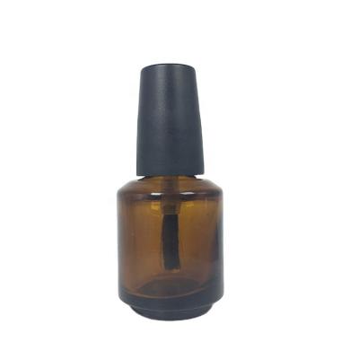 China Hot Selling 15ml 5ml Cute Nail Polish Bottle Cosmetic Empty Clear Amber Glass Nail Polish Bottle Brush Cap for sale