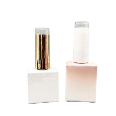 China Personal Care 10ml 12ml Flat Gradient Ramp Colored Stylish Nail Polish Bottles Empty Square Glass UV Gel Bottle for sale