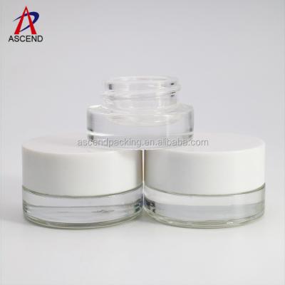 China Luxury Cosmetic 3g 5g Personal Care Lid Eye Cream Clear Glass White Jar With Thick Bottom for sale