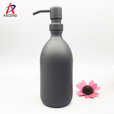 China Personal Care 500ml Black Foaming Matte Soap Dispenser Pump Glass Bottle For Bathroom Or Kitchen Use Detergent Essence Lotion Soap for sale