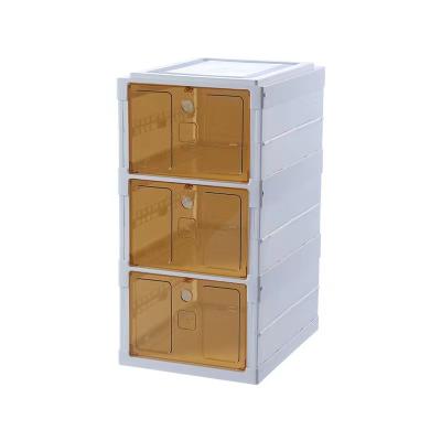 China Wholesale Plastic Dustproof Household Shoe Rack No--installation Viable Transparent Foldable Shoe Cabinet for sale