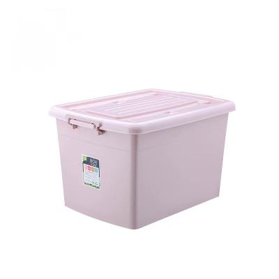 China Large Sustainable Clothes Storage Box Belt Pulley Car Plastic Quilt Matching Box With Cover Clothes Storage Box for sale