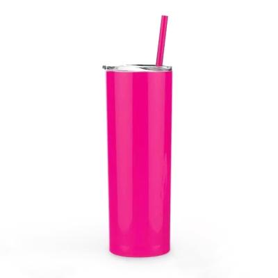 China New OEM PORTABLE Factory Double Wall 20oz Stainless Steel Body Drinking Straight Tumbler With Straw for sale