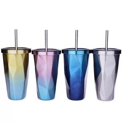 China Stainless Steel PORTABLE geometric tumbler mug coffee vacuum free water bottle with lowest price for sale