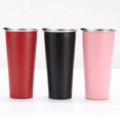 China PORTABLE Double Wall Straight Coffee Mug With Lid And Straw Stainless Steel Tumbler 16oz for sale