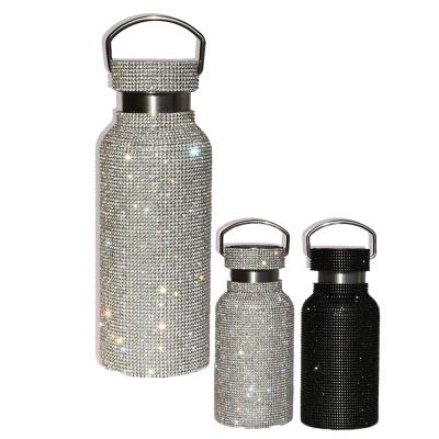 China PORTABLE Stainless Steel 500ml Bling Diamond Water Bottle Vacuum Insulated Rhinestone For Women for sale