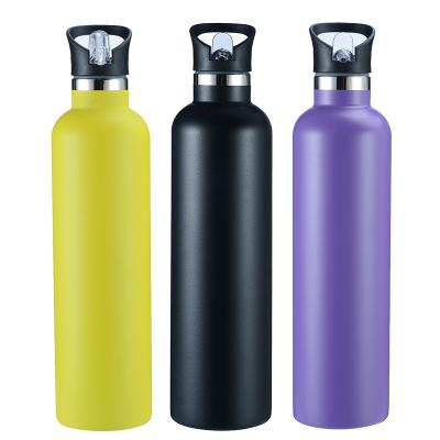 China PORTABLE Stainless Steel Vacuum Flask Powder Coated 1l 32 oz Water Bottle With Straw Lid for sale