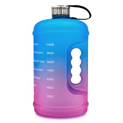 China Gradient 74OZ Large Capacity Plastic Gym Viable 1 Gallon Motivational Water Bottle for sale