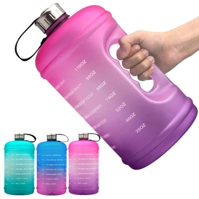 China Custom Logo Viable Gym Water Bottle Half Gallon Tritan Motivational Model New 3.78l 2.2l for sale