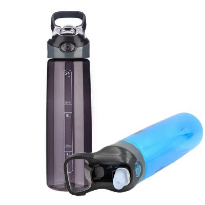 China 400ml Travel Water Bottle Gym Outdoor Sport Push Button Straw Viable Plastic Tritan Lid for sale