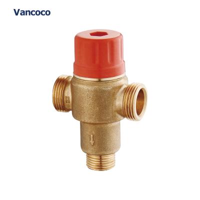 China General Russian 3 Way Valve Vancoco YK136H Natural Brass Mixing Valve for sale