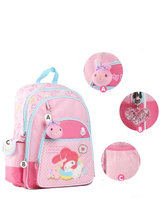 China Durable Polyester Pink Girl Schoolbag With Cartoon Printing Backpack Bag For Primary School Rucksack for sale